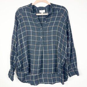 2/$30 Lou & Grey Windowpane Crinkle Henley Tunic Shirt XS #8808